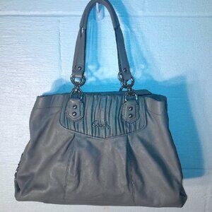 Coach Ashley Satchel Shoulder Bag Designer Purse F19425 Gray Gathered Leather